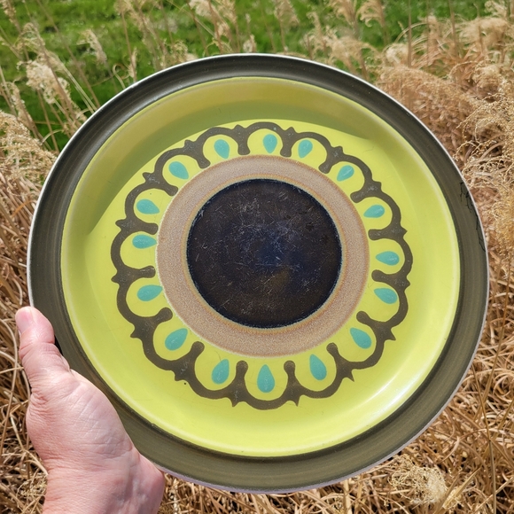 Vintage Other - Vintage Electra Decorative Stoneware Plate Green - Brown Boho Design